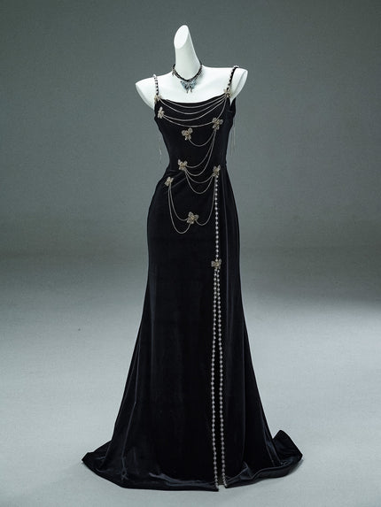 Phantom Black Sculpted Fishtail Gown