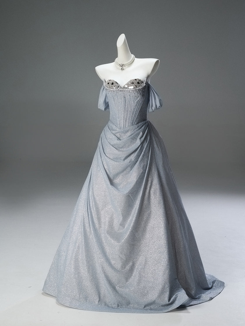 Fishtail Sequin Gown with Crystal Embellishment