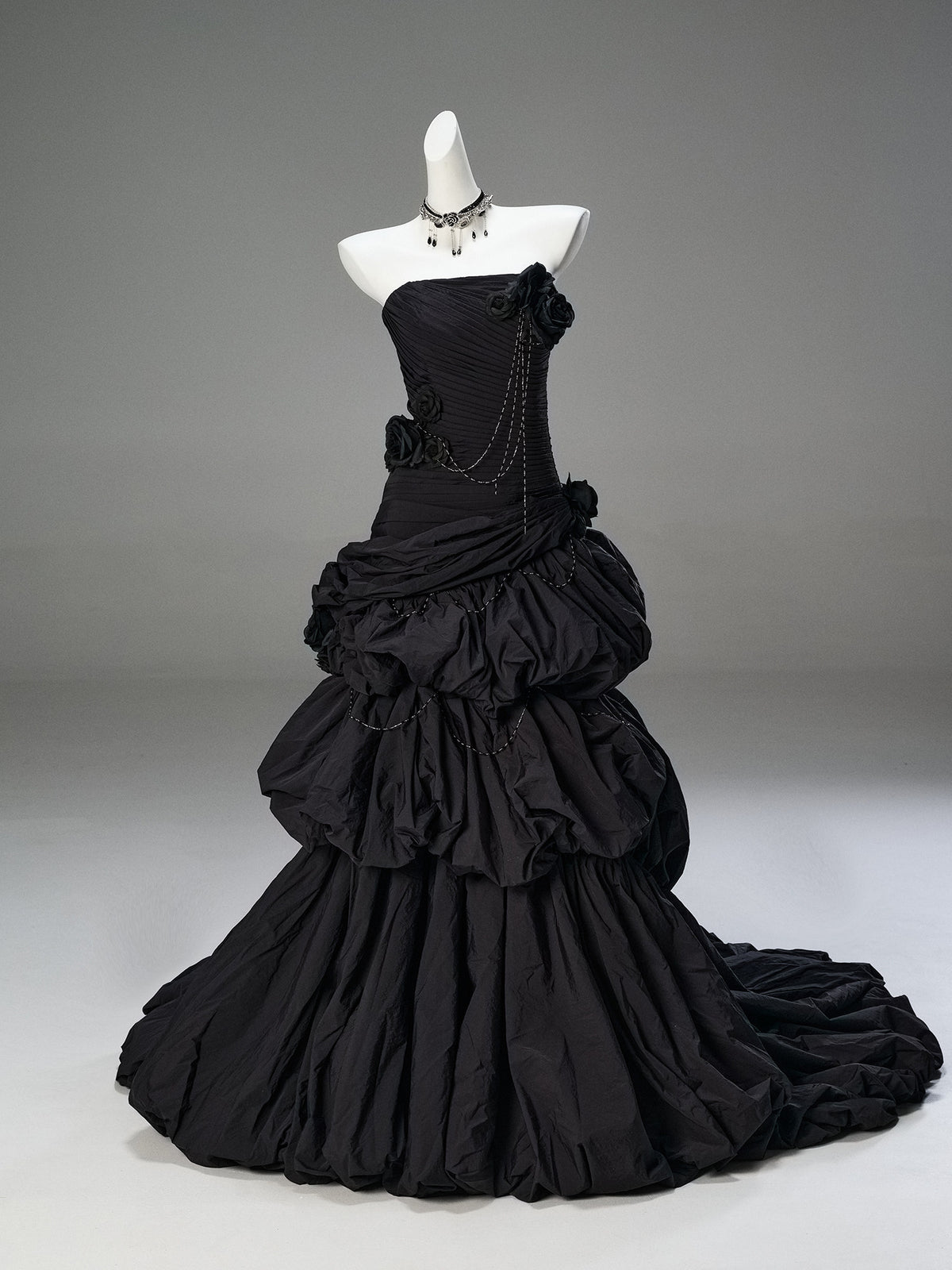 Black Vintage Sculpted Gown