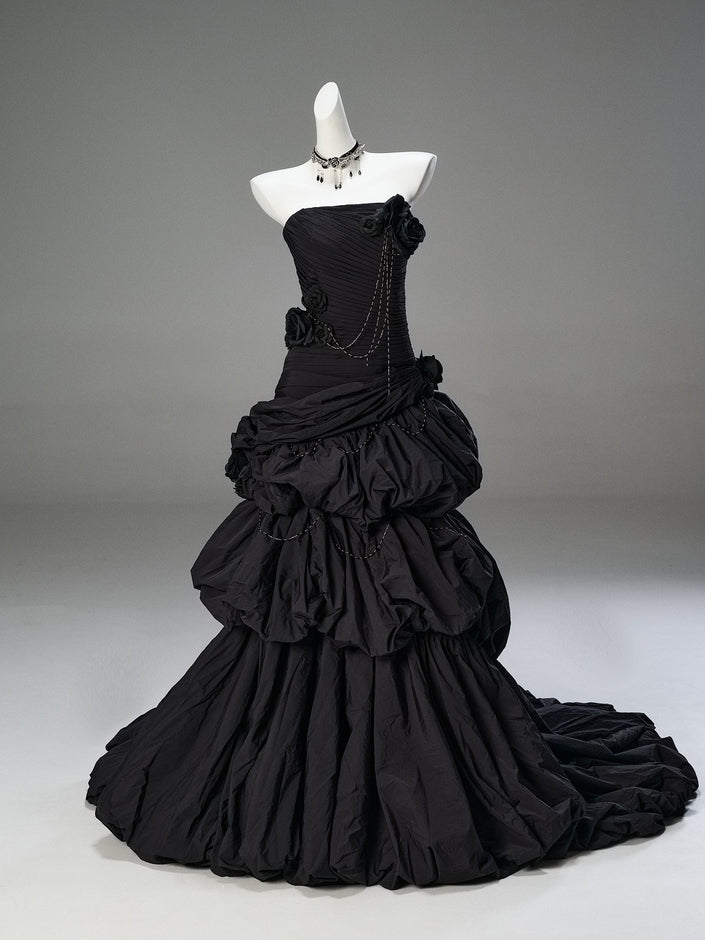 Black Vintage Sculpted Gown