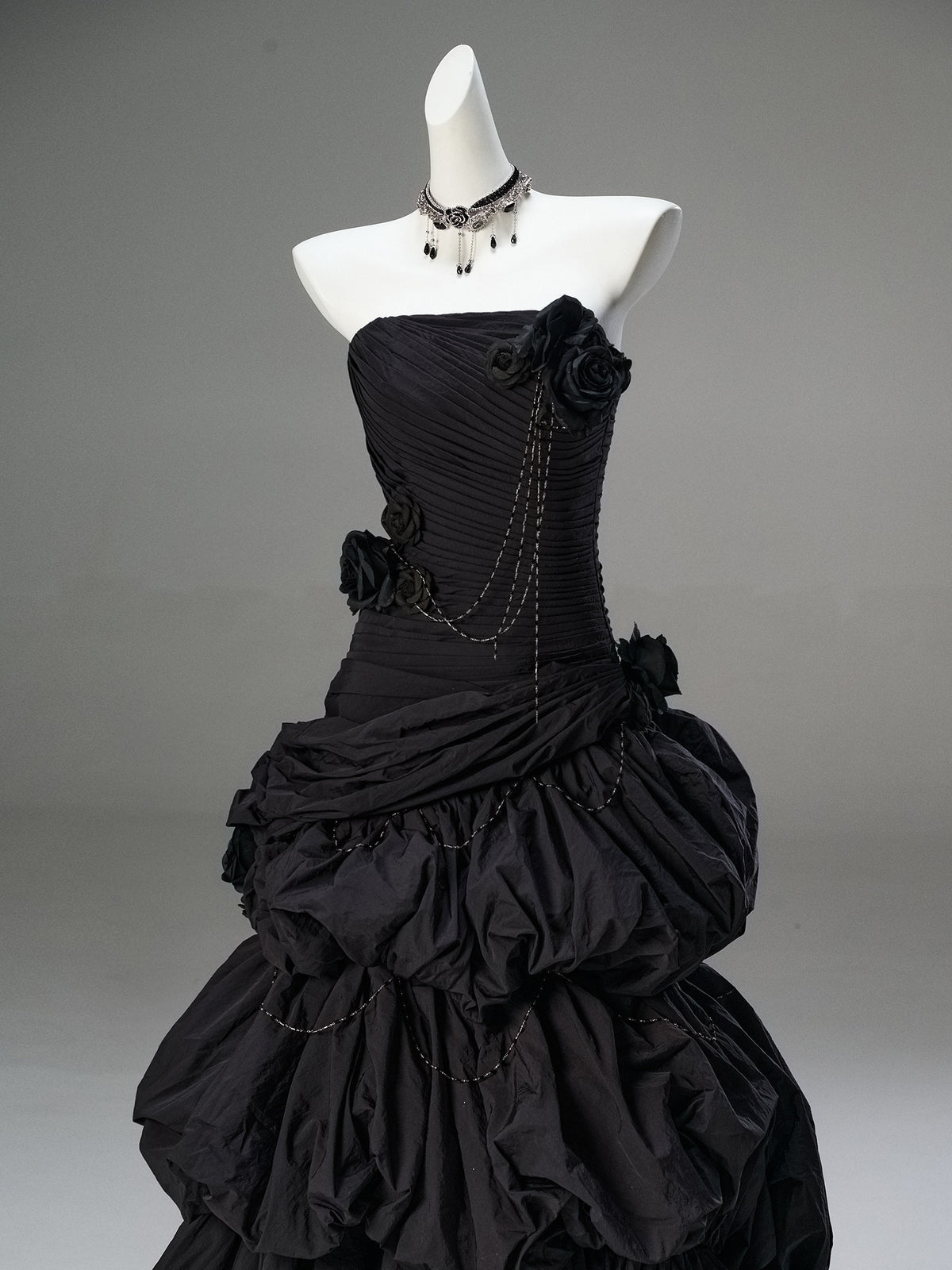 Black Vintage Sculpted Gown