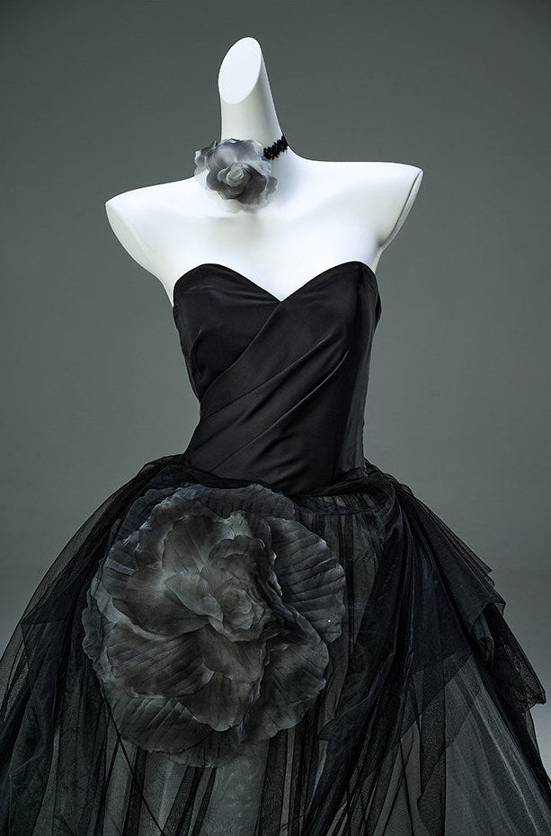 Flowers in Ink Handcrafted Tulle Gown
