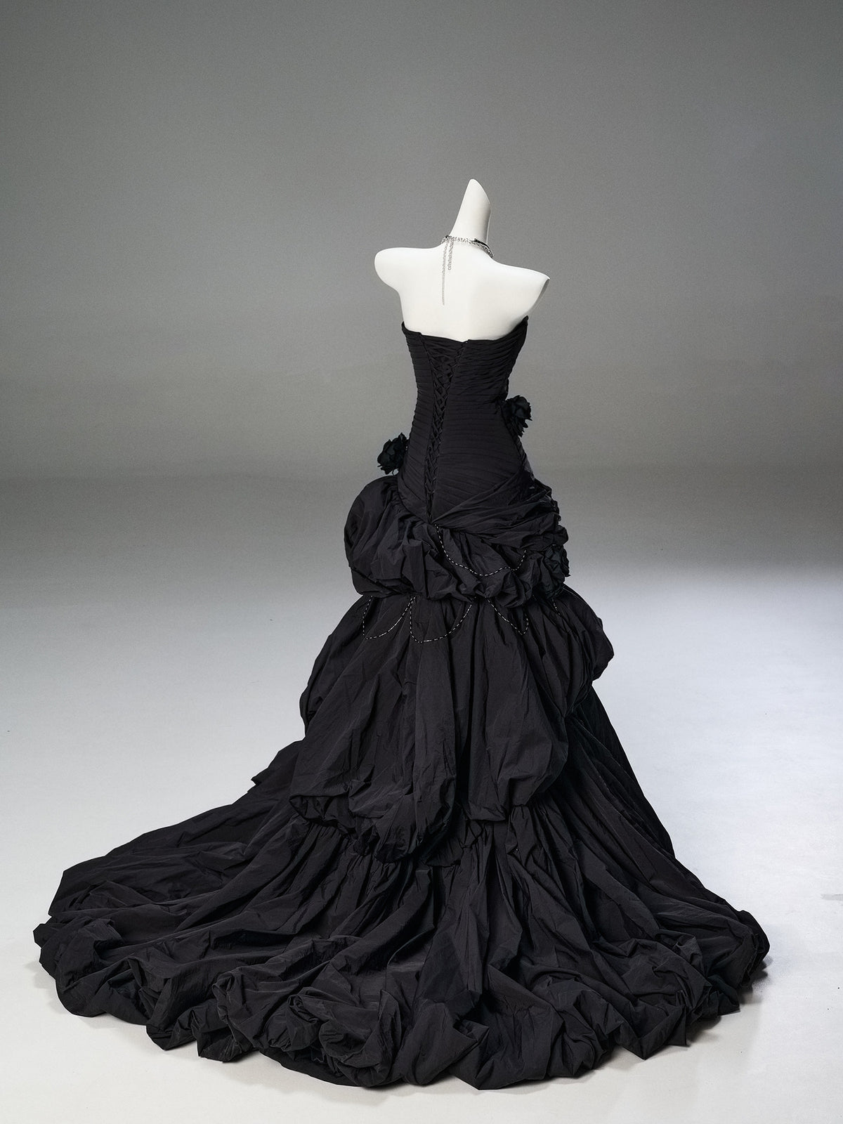 Black Vintage Sculpted Gown
