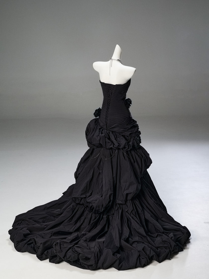 Black Vintage Sculpted Gown