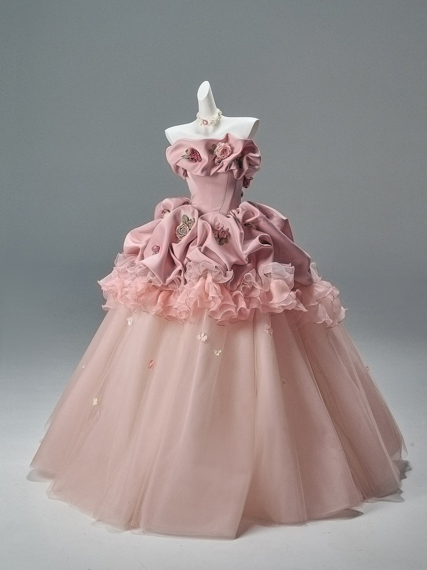 Peach Coco Heavily Embellished Vintage Gown