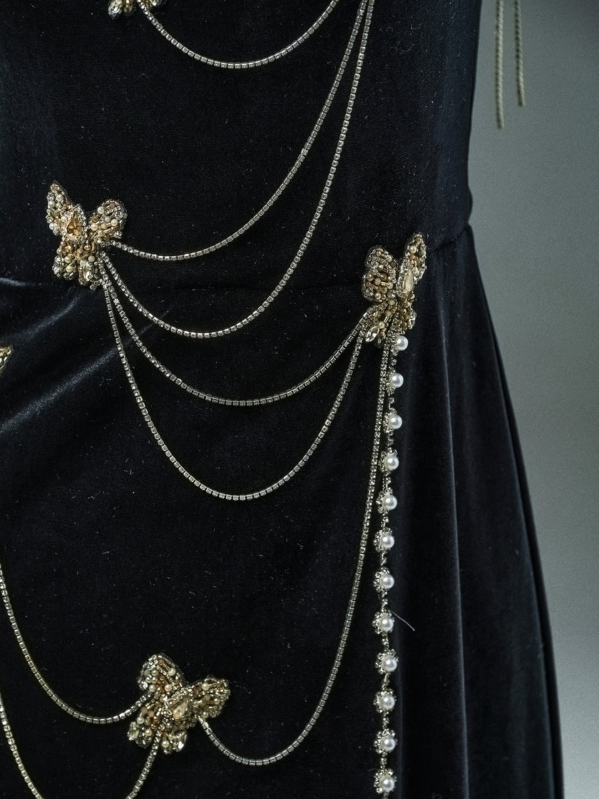 Phantom Black Sculpted Fishtail Gown