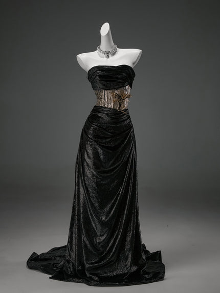 Black Sculpted Fishtail Gown