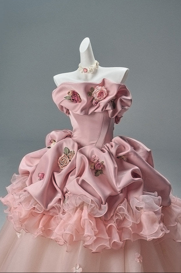 Peach Coco Heavily Embellished Vintage Gown