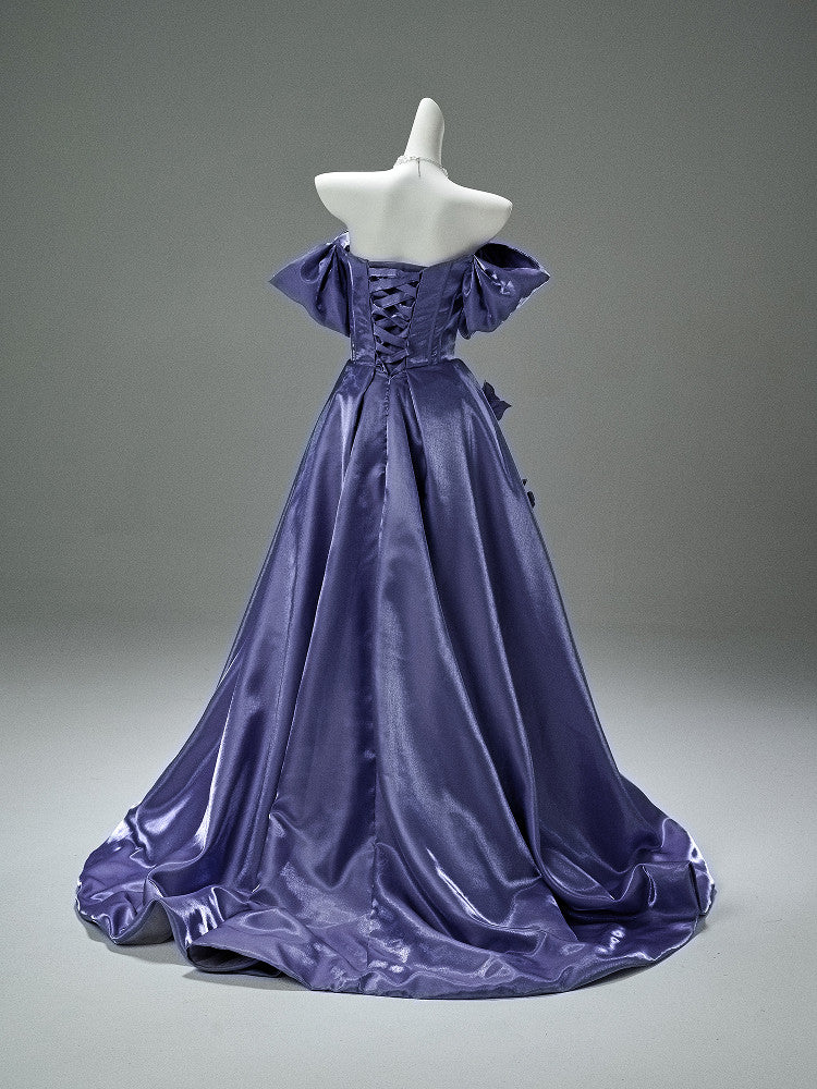 Sandalwood Purple Satin Evening Gown
