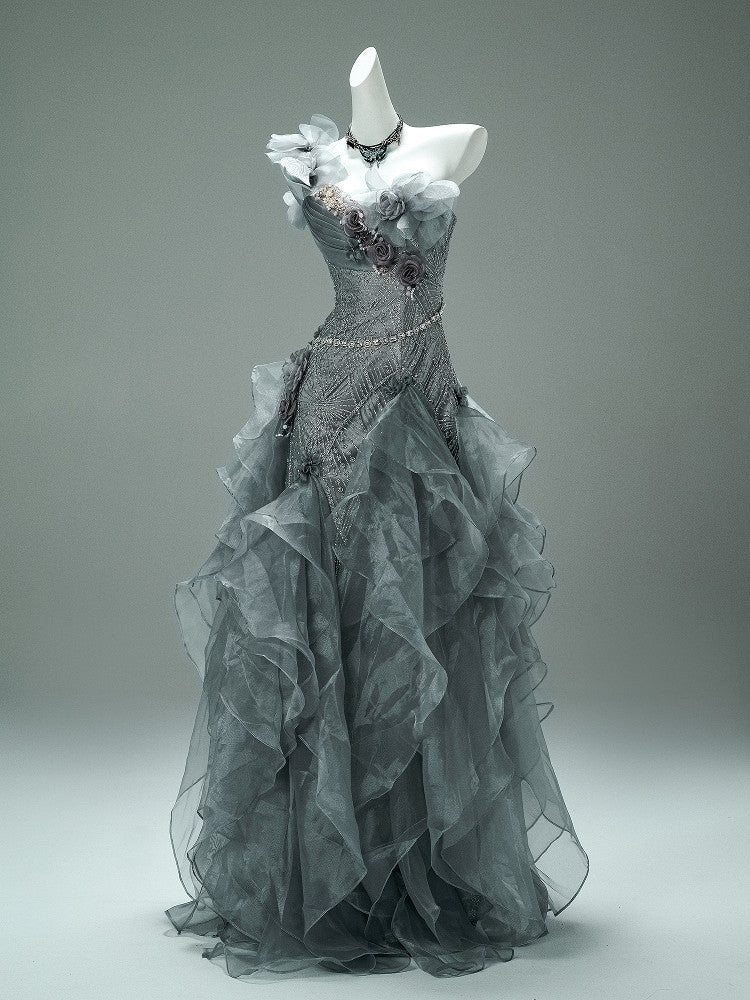 Sea of Shadows Vintage Fishtail Gown