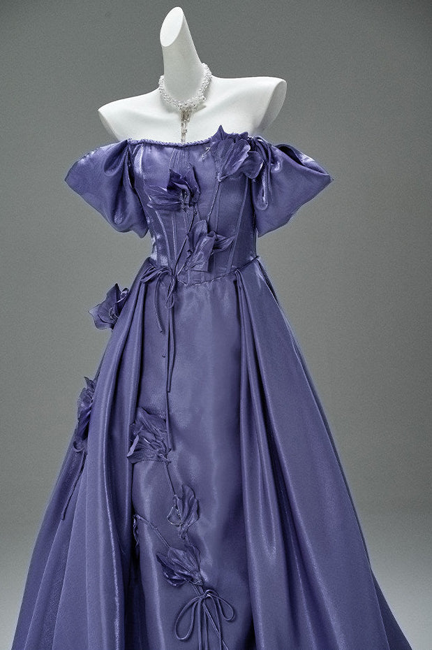 Sandalwood Purple Satin Evening Gown